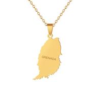 For Grenada Island Stainless Steel Map Pendant Necklaces Map Jewelry Gold Color Items for Bridal Women Man Party Gifts Earrings Sets Round Ball Jewelry (Model 3)
