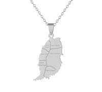 For Grenada Island Stainless Steel Map Pendant Necklaces Map Jewelry Gold Color Items for Bridal Women Man Party Gifts Earrings Sets Round Ball Jewelry (Model 2)