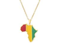 For Guinea Stainless Steel African Map Pendant Necklaces Map Jewelry Gold Color Items for Bridal Women Man Party Gifts Earrings Sets Round Ball Jewelry