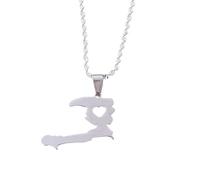 For Haiti Stainless Steel Map Pendant Necklaces Map Jewelry Gold Color Items for Bridal Women Man Party Gifts Earrings Sets Round Ball Jewelry (Model 7)