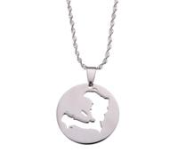For Haiti Stainless Steel Map Pendant Necklaces Map Jewelry Gold Color Items for Bridal Women Man Party Gifts Earrings Sets Round Ball Jewelry (Model 4)