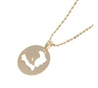 For Haiti Stainless Steel Map Pendant Necklaces Map Jewelry Gold Color Items for Bridal Women Man Party Gifts Earrings Sets Round Ball Jewelry (Model 3)