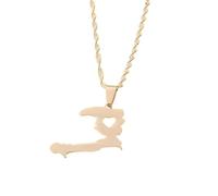 For Haiti Stainless Steel Map Pendant Necklaces Map Jewelry Gold Color Items for Bridal Women Man Party Gifts Earrings Sets Round Ball Jewelry (Model 6)