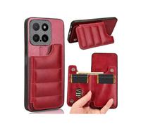 (For Honor X5b / Honor X5b Plus, Red) Cow Pattern Sewing Card Bag Phone Case