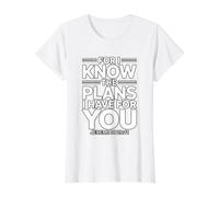 For I Know The Plans I Have For You Camiseta gráfica económica, Mujer, Blanco, S
