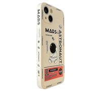 For iPhone 14 Mars Astronaut Pattern Anti-drop Phone Case Precise Cutout Soft TPU Cover Style A iPhone 14 White