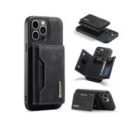 (For iPhone 15 Pro Max, Black) DG.MING M2 Series 3-Fold Card Bag Wallet Leather Phone Case