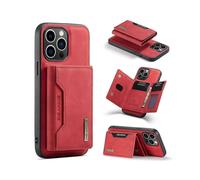 (For iPhone 15 Pro Max, Red) DG.MING M2 Series 3-Fold Card Bag Wallet Leather Phone Case