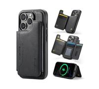 (For iPhone 16 Pro, Black) DG.MING MAGKING-K3 Series MagSafe RFID Card Bag Detachable Phone Case