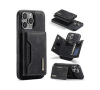 (For iPhone 16 Pro Max, Black) DG.MING M2 Series 3-Fold Card Bag Wallet Leather Phone Case