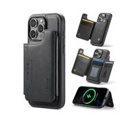 (For iPhone 16 Pro Max, Black) DG.MING MAGKING-K3 Series MagSafe RFID Card Bag Detachable Phone Case