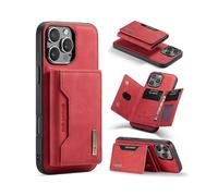 (For iPhone 16 Pro Max, Red) DG.MING M2 Series 3-Fold Card Bag Wallet Leather Phone Case