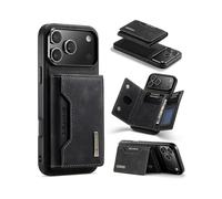 (For iPhone 17 Pro, Black) DG.MING M2 Series 3-Fold Card Bag Wallet Leather Phone Case