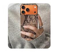For iPhone 17 Pro Python Snake Skin Leather Case - Shockproof Protective Cover Luxury Slim Half Cover Designer Shockproof Protective Case for Women & Men