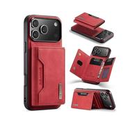 (For iPhone 17 Pro, Red) DG.MING M2 Series 3-Fold Card Bag Wallet Leather Phone Case