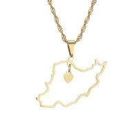 For Iran Stainless Steel Map Pendant Necklaces Map Jewelry Gold Color Items for Bridal Women Man Party Gifts Earrings Sets Jewelry (Model 1)