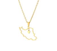 For Iran Stainless Steel Map Pendant Necklaces Map Jewelry Gold Color Items for Bridal Women Man Party Gifts Earrings Sets Jewelry (Model 4)