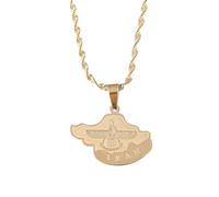 For Iran Stainless Steel Map Pendant Necklaces Map Jewelry Gold Color Items for Bridal Women Man Party Gifts Earrings Sets Jewelry (Model 3)