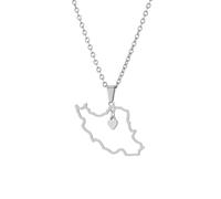 For Iran Stainless Steel Map Pendant Necklaces Map Jewelry Gold Color Items for Bridal Women Man Party Gifts Earrings Sets Jewelry (Model 5)