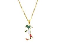 For Italy Stainless Steel Map Pendant Necklaces Map Jewelry Gold Color Items for Bridal Women Man Party Gifts Earrings Sets Round Ball Jewelry (Model 1)