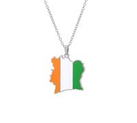 For Ivory Coast Stainless Steel Map Pendant Necklaces Map Jewelry Gold Color Items for Bridal Women Man Party Gifts Earrings Sets Round Ball Jewelry (Model 2)