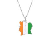 For Ivory Coast Stainless Steel Map Pendant Necklaces Map Jewelry Gold Color Items for Bridal Women Man Party Gifts Earrings Sets Round Ball Jewelry (Model 6)