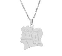 For Ivory Coast Stainless Steel Map Pendant Necklaces Map Jewelry Gold Color Items for Bridal Women Man Party Gifts Earrings Sets Round Ball Jewelry (Model 4)