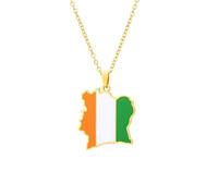 For Ivory Coast Stainless Steel Map Pendant Necklaces Map Jewelry Gold Color Items for Bridal Women Man Party Gifts Earrings Sets Round Ball Jewelry (Model 1)