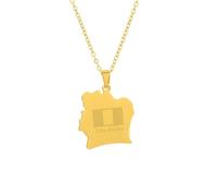 For Ivory Coast Stainless Steel Map Pendant Necklaces Map Jewelry Gold Color Items for Bridal Women Man Party Gifts Earrings Sets Round Ball Jewelry (Model 7)