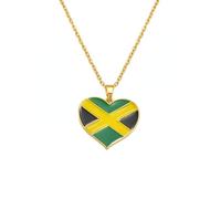 For Jamaica Heart Stainless Steel Map Pendant Necklaces Map Jewelry Gold Color Items for Bridal Women Man Party Gifts Earrings Sets Round Ball Jewelry (Model 2)