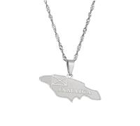 For Jamaica Stainless Steel Map Pendant Necklaces Map Jewelry Gold Color Items for Bridal Women Man Party Gifts Earrings Jewelry (Model 2)