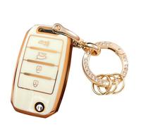 for Kia Key Fob Cover Case TPU Key Fob Shell Fit for Kia Rio Optima Soul Sportage Sorento Carens (White)