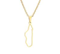 For Madagascar Stainless Steel Map Pendant Necklaces Map Jewelry Gold Color Items for Bridal Women Man Party Gifts Earrings Sets Round Ball Jewelry (Model 15)