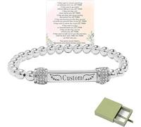For Memorial - Pulsera de cuentas con nombre personalizado "I'm a Wife to a Husband", pulsera de acero inoxidable con grabado de memoria para hombres y mujeres, pulseras de amistad, regalos de joyería