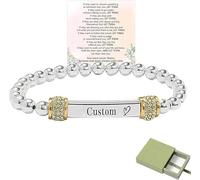 For Memorial - Pulsera de cuentas con nombre personalizado "I'm a Wife to a Husband", pulsera de acero inoxidable con grabado de memoria para hombres y mujeres, pulseras de amistad, regalos de joyería