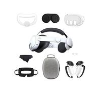 For Meta Quest 3 Nine-Piece VR Storage Bag Set Headset, Controller, and Main Unit Silicone Protective Covers White