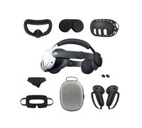 For Meta Quest 3 Nine-Piece VR Storage Bag Set Headset, Controller, and Main Unit Silicone Protective Covers Black