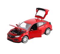 For Modelo de Coche de aleación Honda Civic Type R 1:24, Modelo de Coche de Carreras de Metal Fundido a presión de simulación con colección de luz y Sonido(Red)
