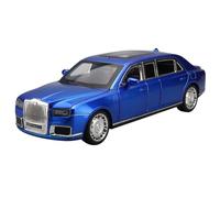 For Modelo de Coche de Lujo de aleación Aurus Senat 1/24, decoración de Coche Modelo de luz y Sonido de simulación de Metal Fundido a presión(Blue)