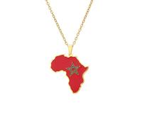 For Morocco Stainless Steel African Map Pendant Necklaces Map Jewelry Gold Color Items for Bridal Women Man Party Gifts Earrings Sets Round Ball Jewelry