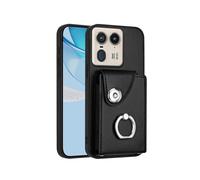(For Motorola Edge 50 Ultra EU Version, Black) Organ Card Bag Ring Holder Phone Case