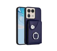 (For Motorola Edge 50 Ultra EU Version, Blue) Organ Card Bag Ring Holder Phone Case