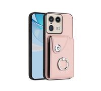 (For Motorola Edge 50 Ultra EU Version, Pink) Organ Card Bag Ring Holder Phone Case