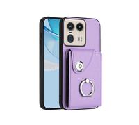 (For Motorola Edge 50 Ultra EU Version, Purple) Organ Card Bag Ring Holder Phone Case