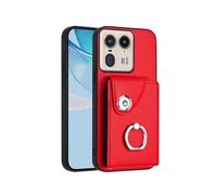 (For Motorola Edge 50 Ultra EU Version, Red) Organ Card Bag Ring Holder Phone Case