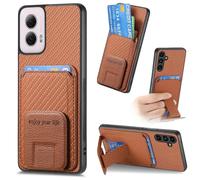 (For Motorola Moto G Power 5G 2024) Carbon Fiber Card Bag Fold Stand Phone Case