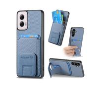 (For Motorola Moto G Power 5G 2024) Carbon Fiber Card Bag Fold Stand Phone Case
