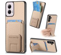 (For Motorola Moto G Power 5G 2024) Carbon Fiber Card Bag Fold Stand Phone Case