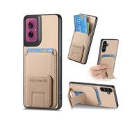 (For Motorola Moto G55) Carbon Fiber Card Bag Fold Stand Phone Case