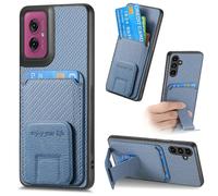 (For Motorola Moto G55) Carbon Fiber Card Bag Fold Stand Phone Case